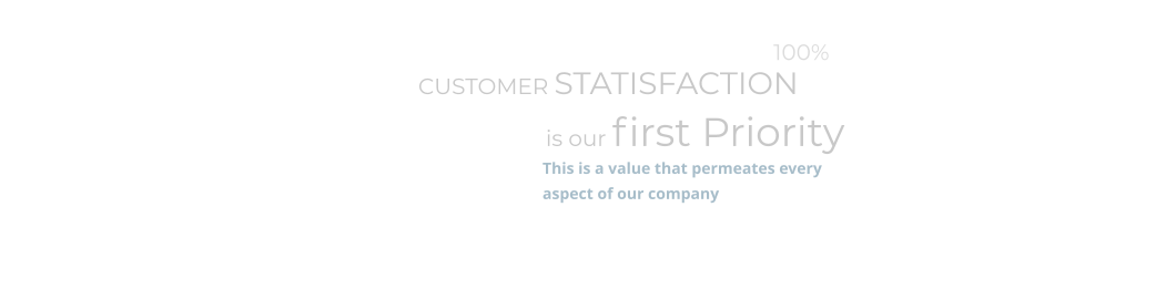 100%  CUSTOMER STATISFACTION  This is a value that permeates every aspect of our company   is our first Priority